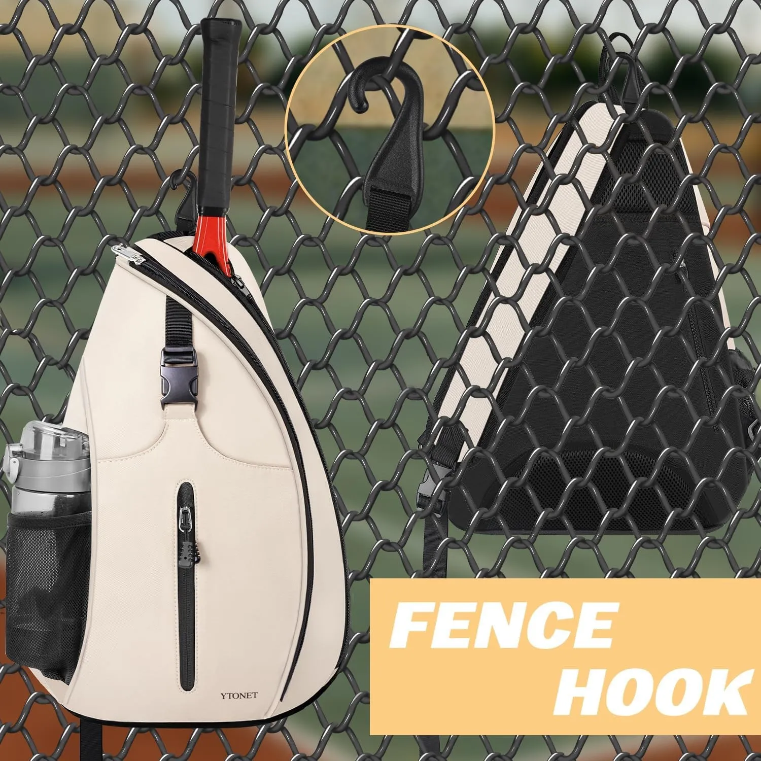Tennis Sling Backpack Crossbody for Men Women, Compatible for Pickleball Tennis Badminton Rackets