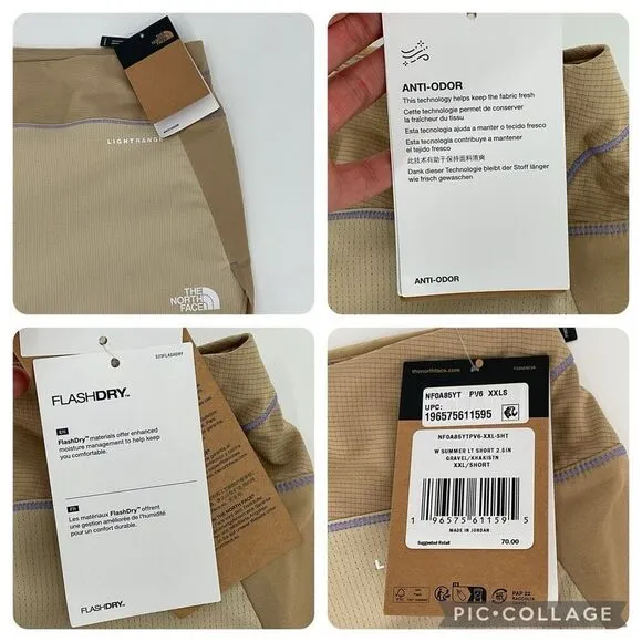 The North Face Summer Light 2.5&quot; Short Gravel Khaki Stone Women XXL NEW NF0A85YT