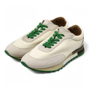 The Row Owen Runner Sneakers - Mesh and Suede - Beige/Green 37