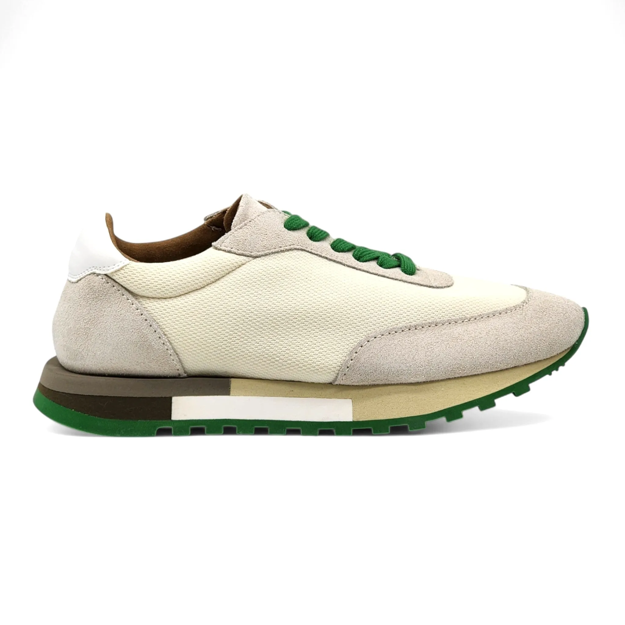 The Row Owen Runner Sneakers - Mesh and Suede - Beige/Green 37