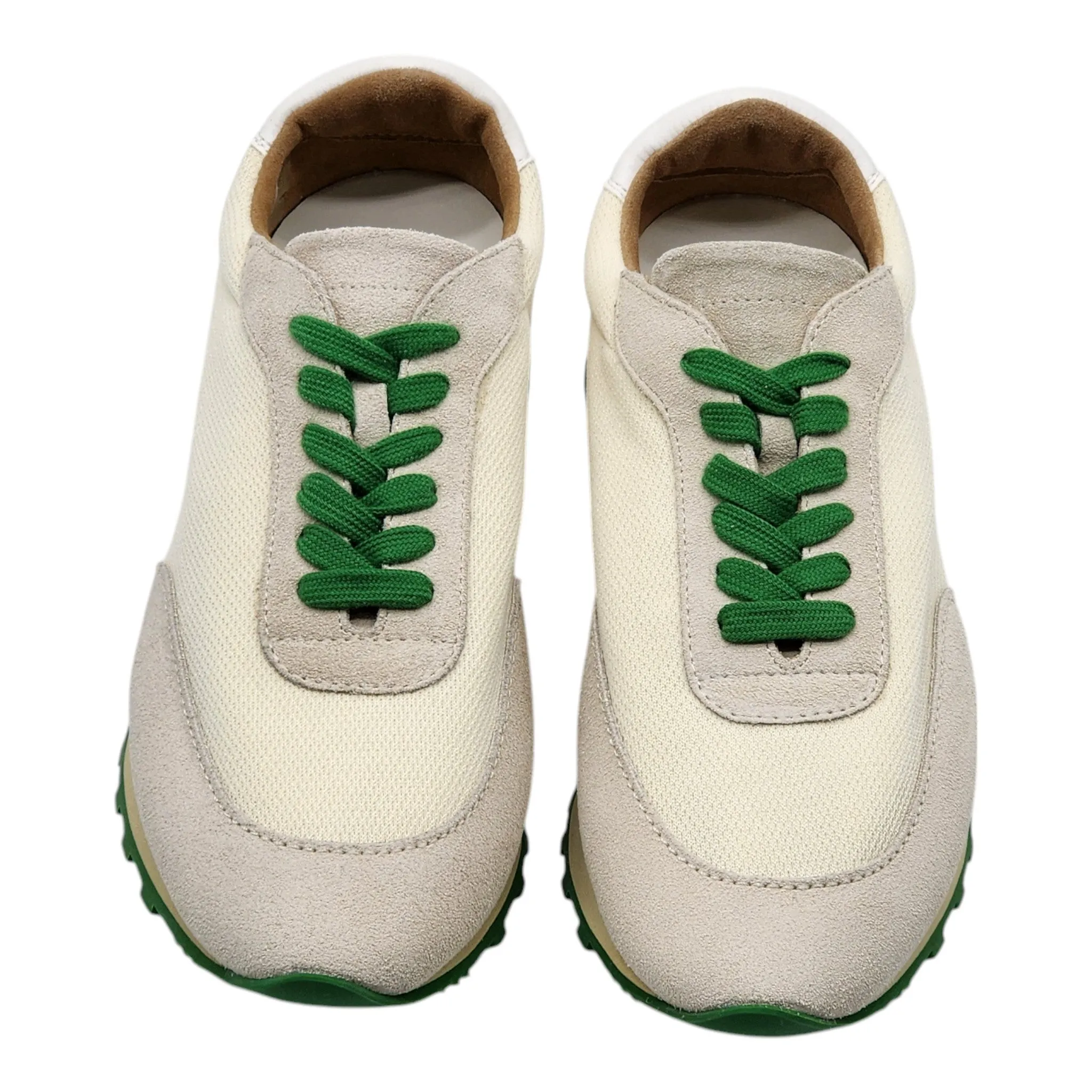 The Row Owen Runner Sneakers - Mesh and Suede - Beige/Green 37