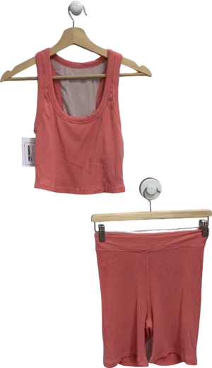 The Upside Pink Ribbed Tank Top and Shorts Set UK S