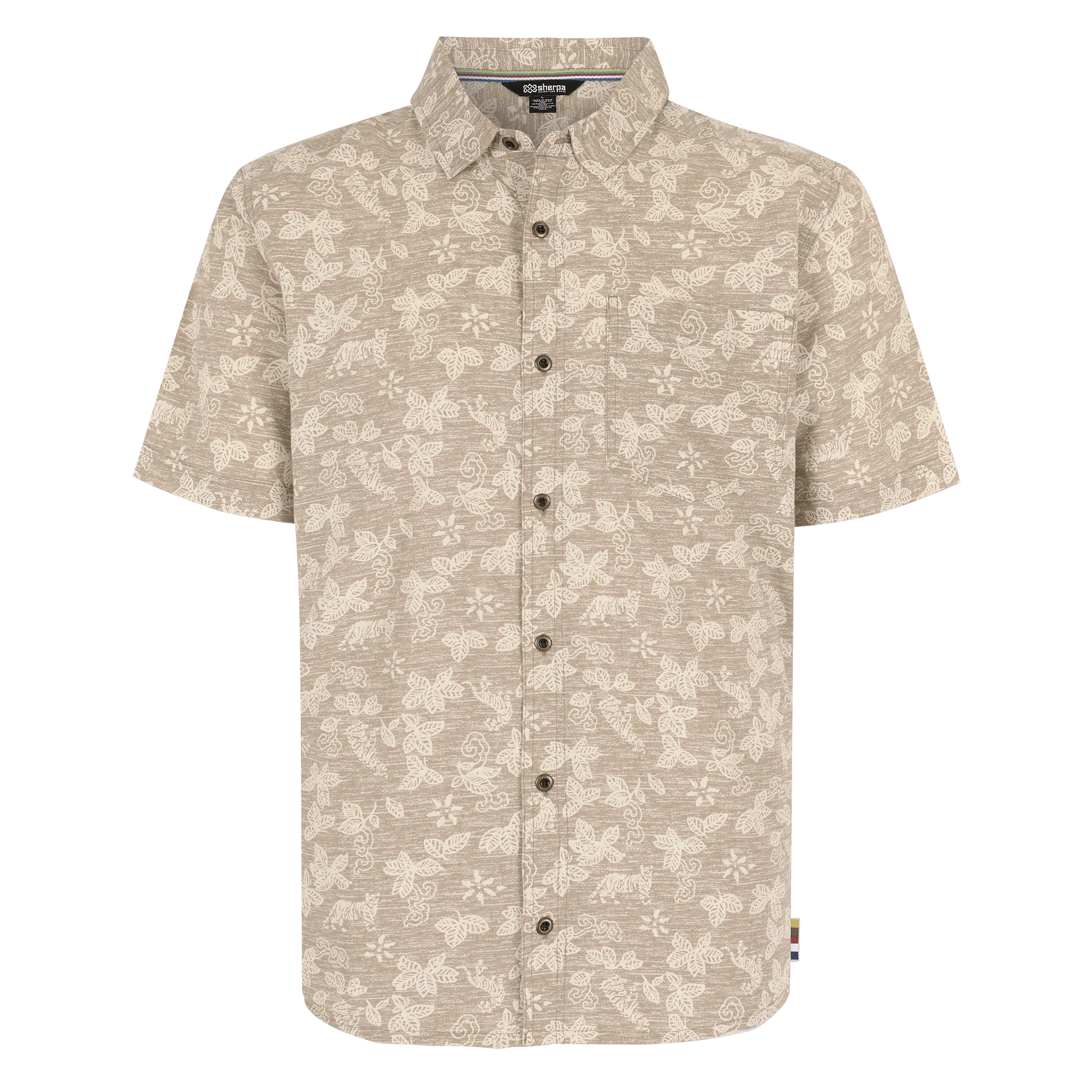 Tiger Floral Short Sleeve Shirt - Bardiya Sand