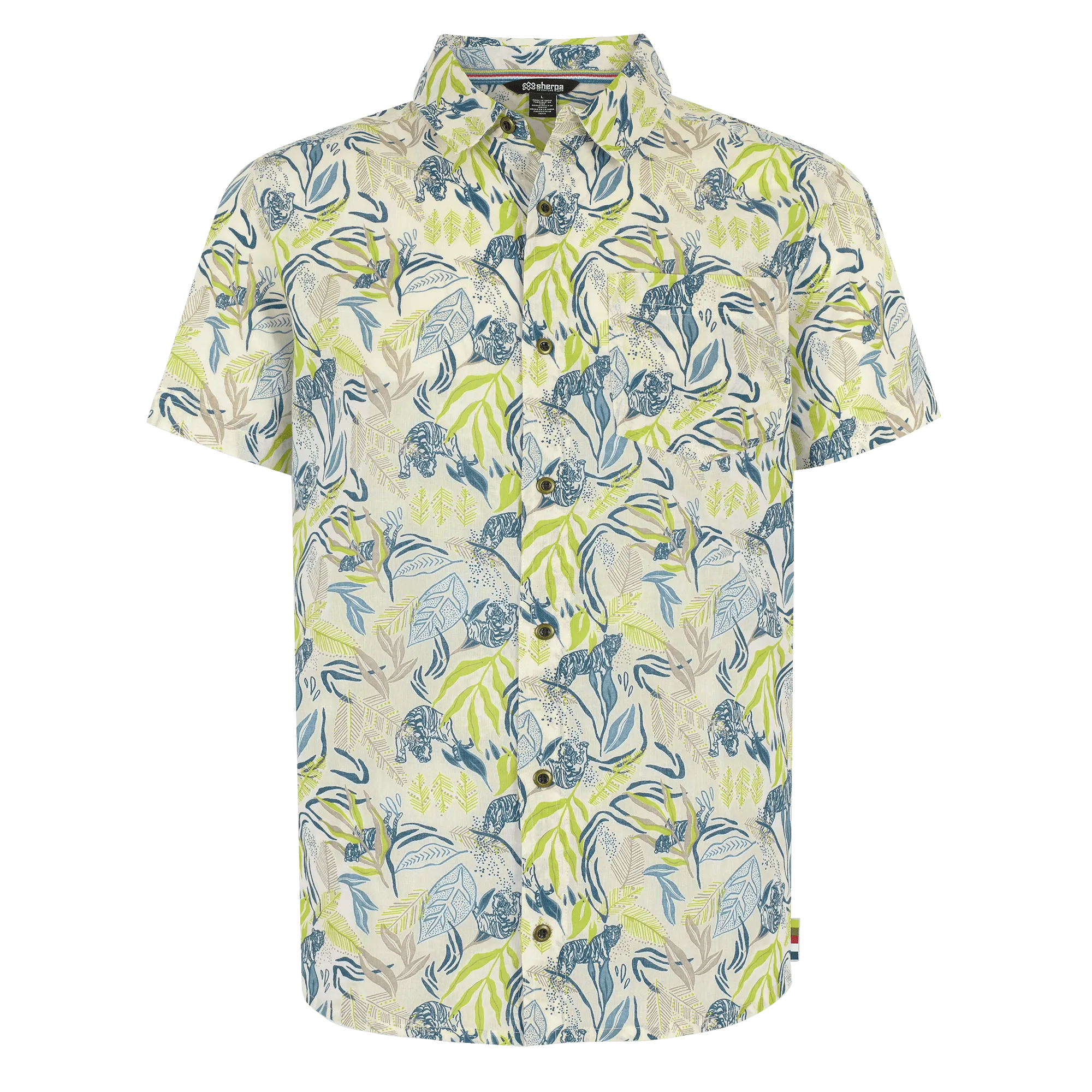 Tiger Leaf Short Sleeve Shirt - Neelo Blue