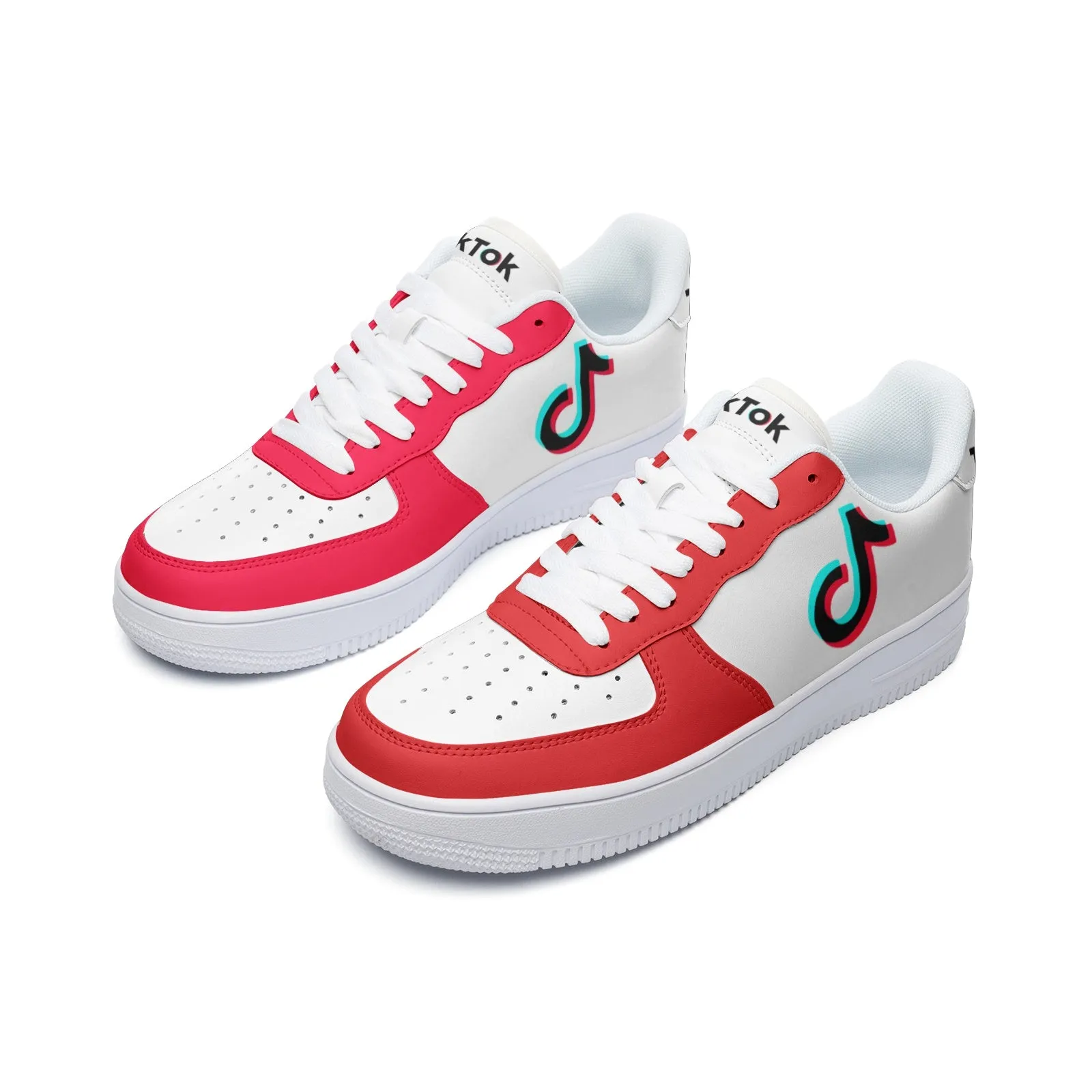 TikTok Unisex Low Top Leather Sneakers - Red