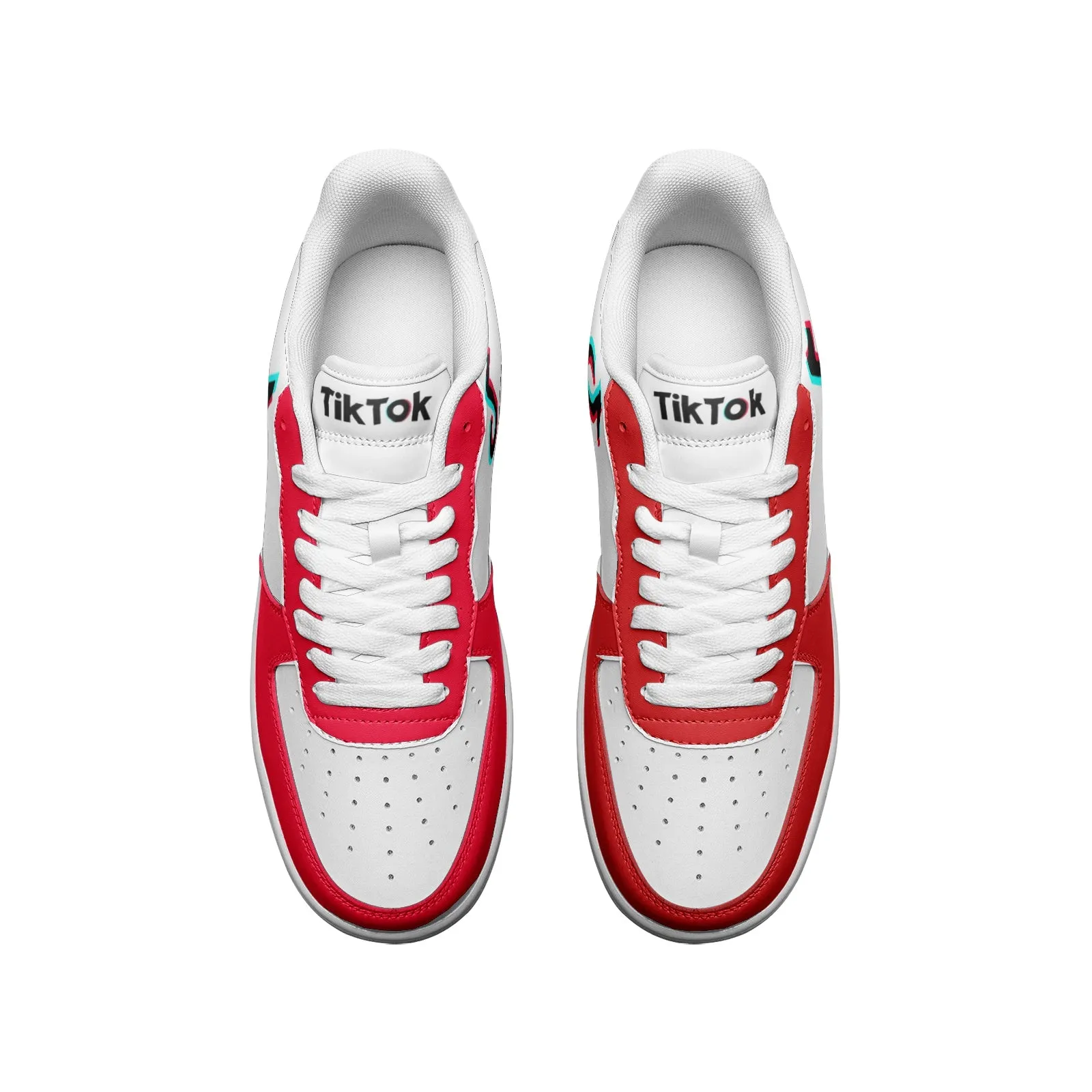 TikTok Unisex Low Top Leather Sneakers - Red