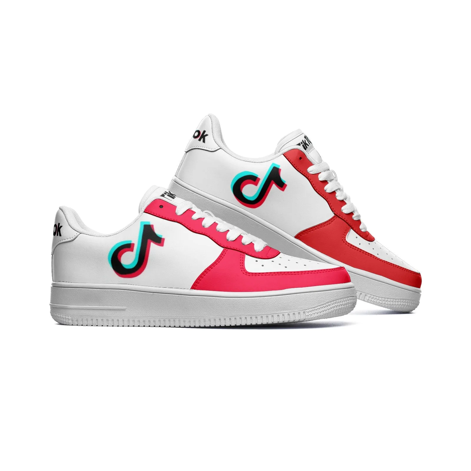 TikTok Unisex Low Top Leather Sneakers - Red