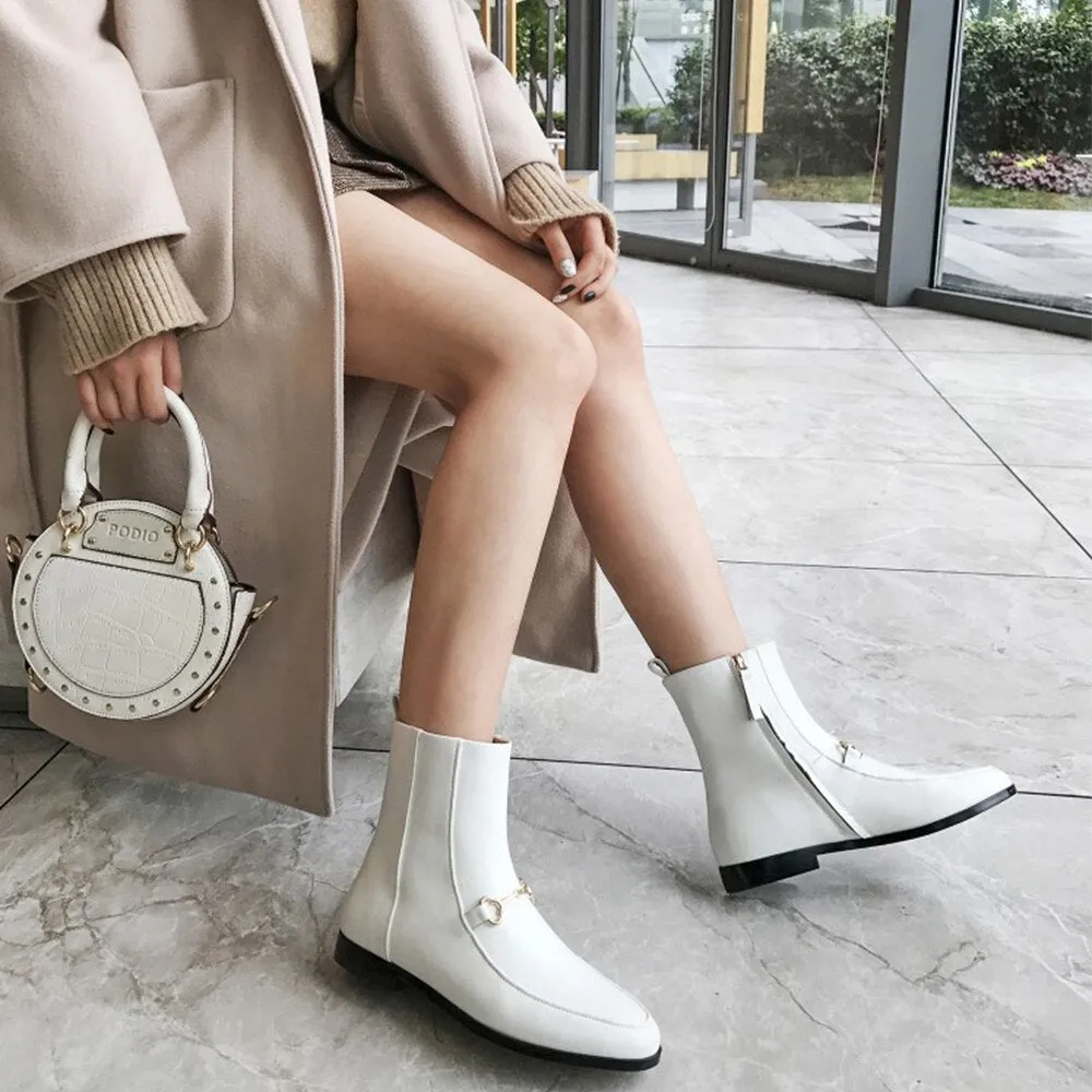 Top Quality Women Ankle Boots Shoes Black Color Genuine Leather winter Chelsea Boots Winter Low Heel Shoes