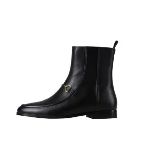 Top Quality Women Ankle Boots Shoes Black Color Genuine Leather winter Chelsea Boots Winter Low Heel Shoes