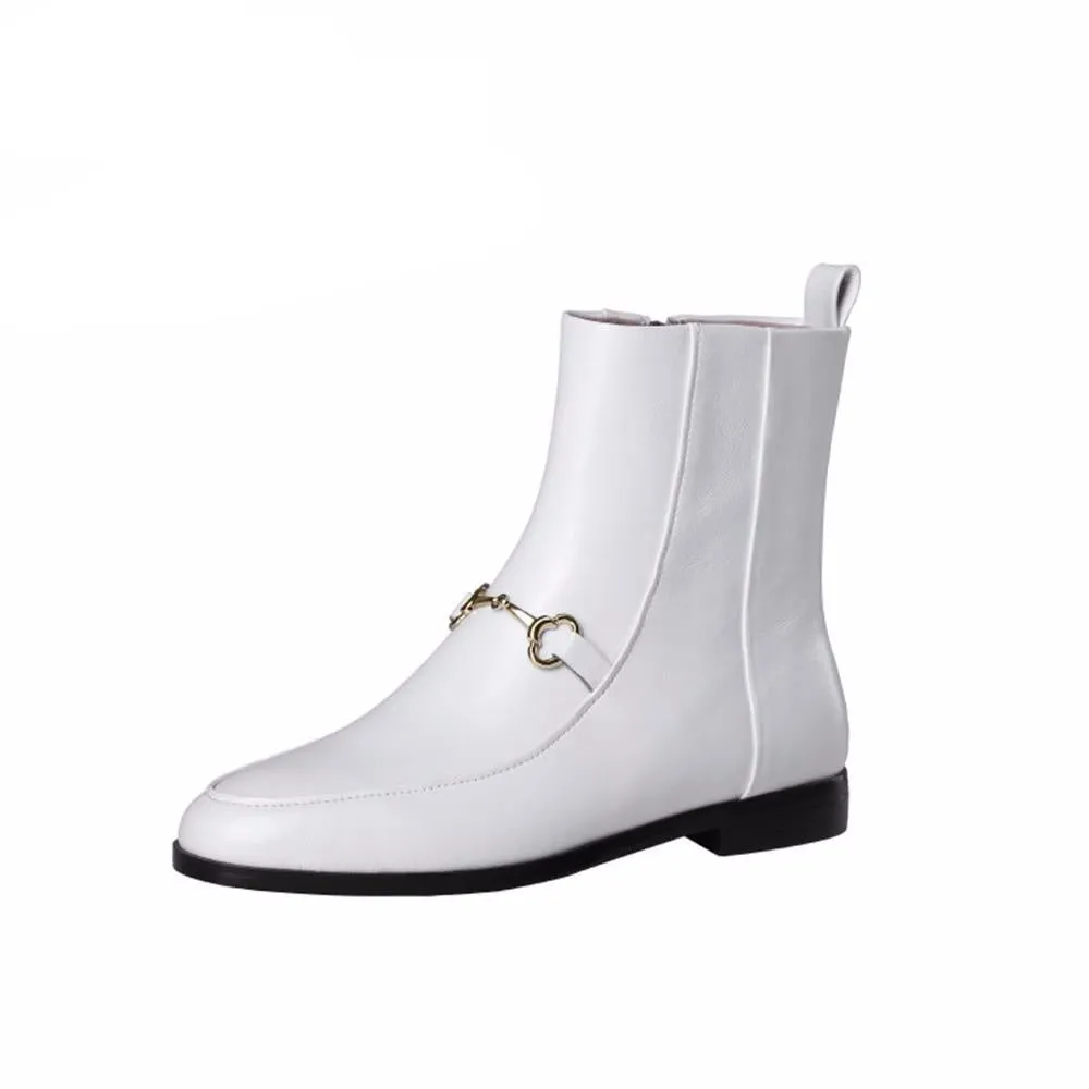 Top Quality Women Ankle Boots Shoes Black Color Genuine Leather winter Chelsea Boots Winter Low Heel Shoes