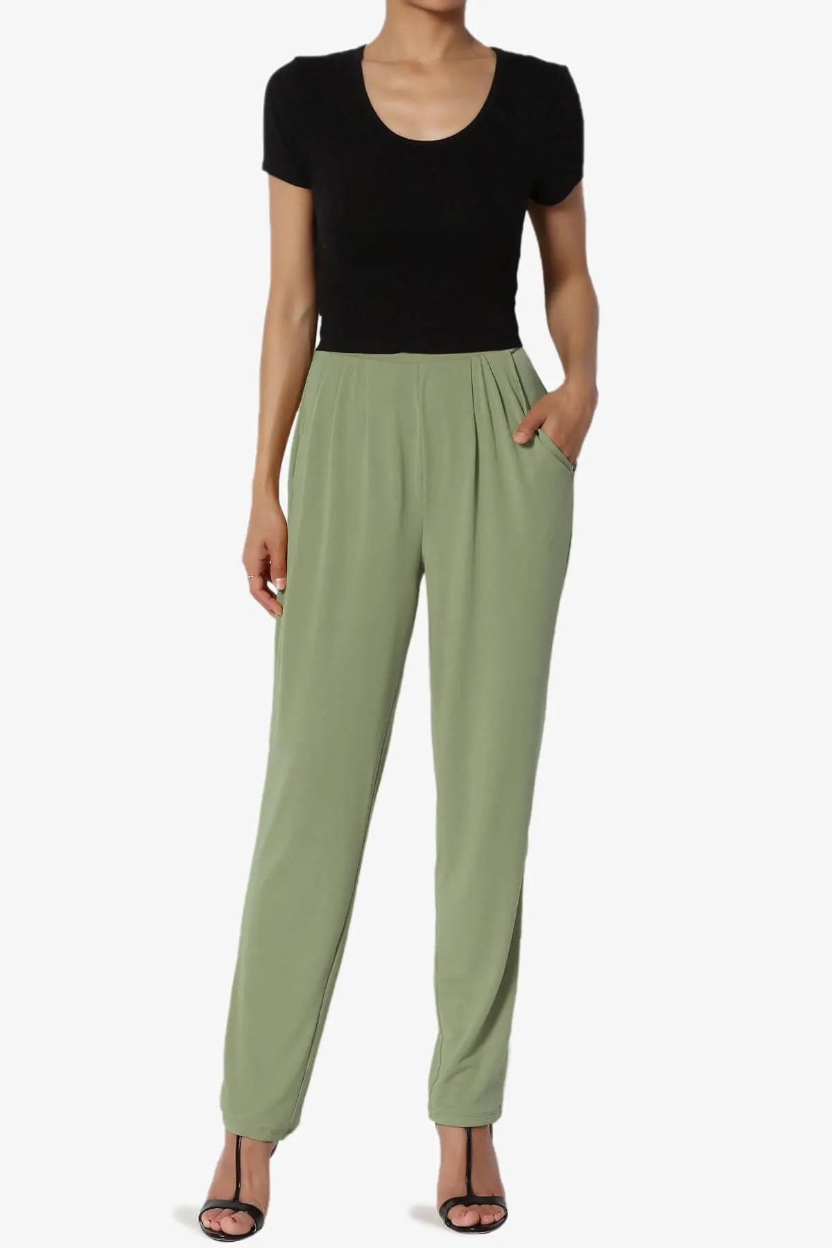 Trellis Cool Pleated Elasic Waist Pants PLUS