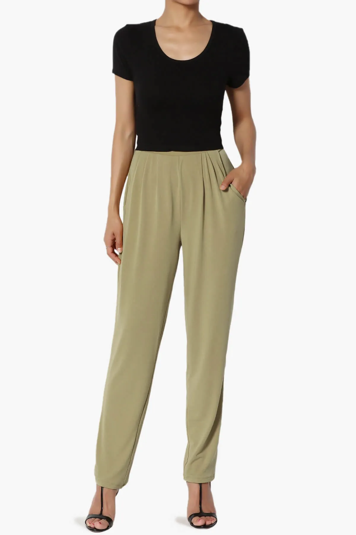 Trellis Cool Pleated Elasic Waist Pants PLUS