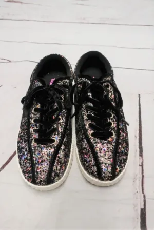 Tretorn Glitter Sneakers NYLitePlus 5 Black/Multi Size 6.5 Lace Up Low Top NEW