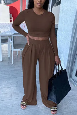 Two Piece Casual Wide Leg Pants Set