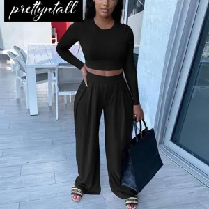 Two Piece Casual Wide Leg Pants Set