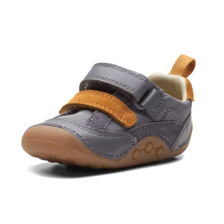UK 4.5 Grey and Orange Tiny Fawn Velcro Sneaker