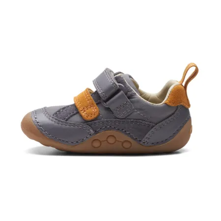 UK 4.5 Grey and Orange Tiny Fawn Velcro Sneaker