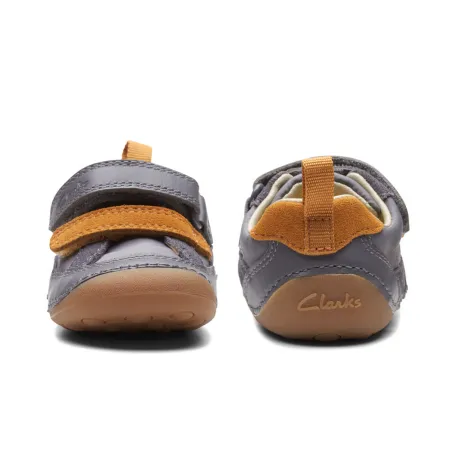 UK 4.5 Grey and Orange Tiny Fawn Velcro Sneaker