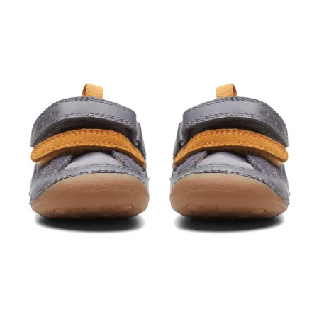 UK 4.5 Grey and Orange Tiny Fawn Velcro Sneaker