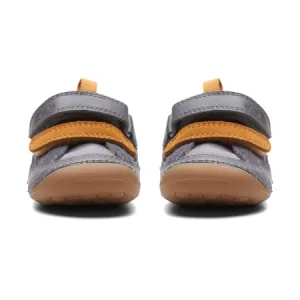 UK 4.5 Grey and Orange Tiny Fawn Velcro Sneaker