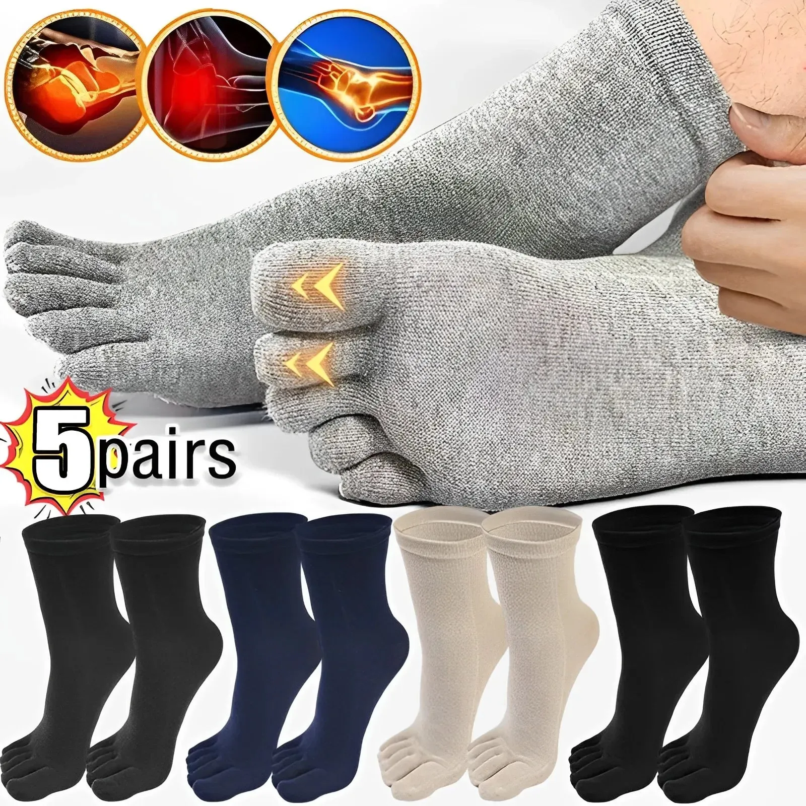 Unisex Five-Finger Cotton Toe Socks
