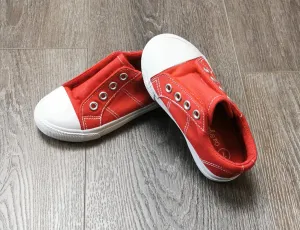 UNISEX SIZE 7 TODDLER - CAT & JACK, Red & White Slip-on Tennis Shoes EUC B59