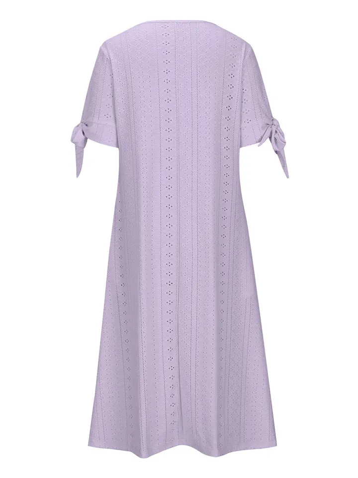 V Neck Hollow Out Breathable Summer Leisure Dress for Women