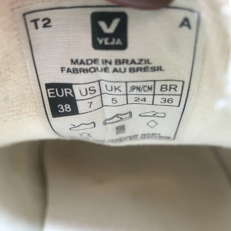 VEJA Esplar Logo Low Top Sneakers White & Absinthe Green Leather Size 38