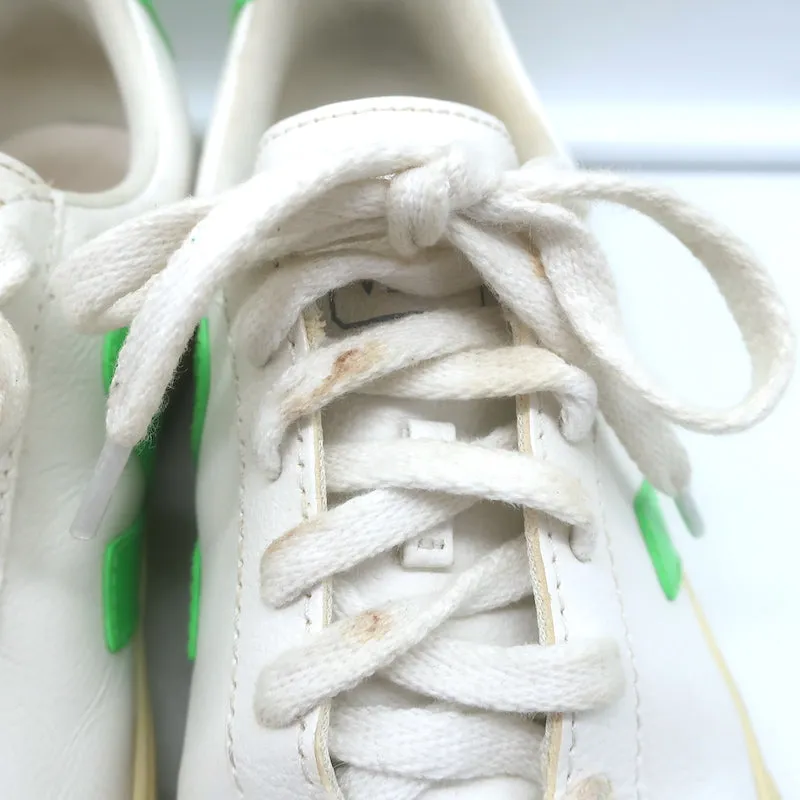 VEJA Esplar Logo Low Top Sneakers White & Absinthe Green Leather Size 38
