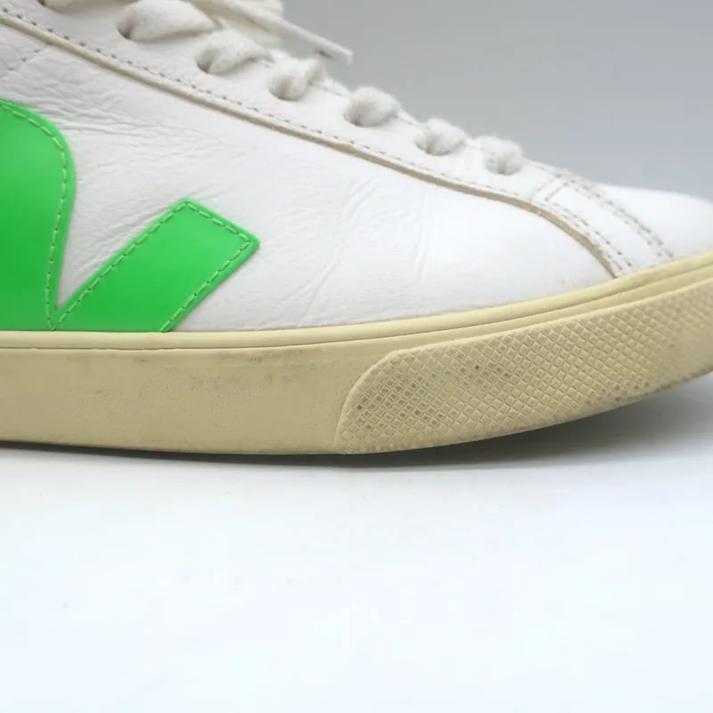 VEJA Esplar Logo Low Top Sneakers White & Absinthe Green Leather Size 38