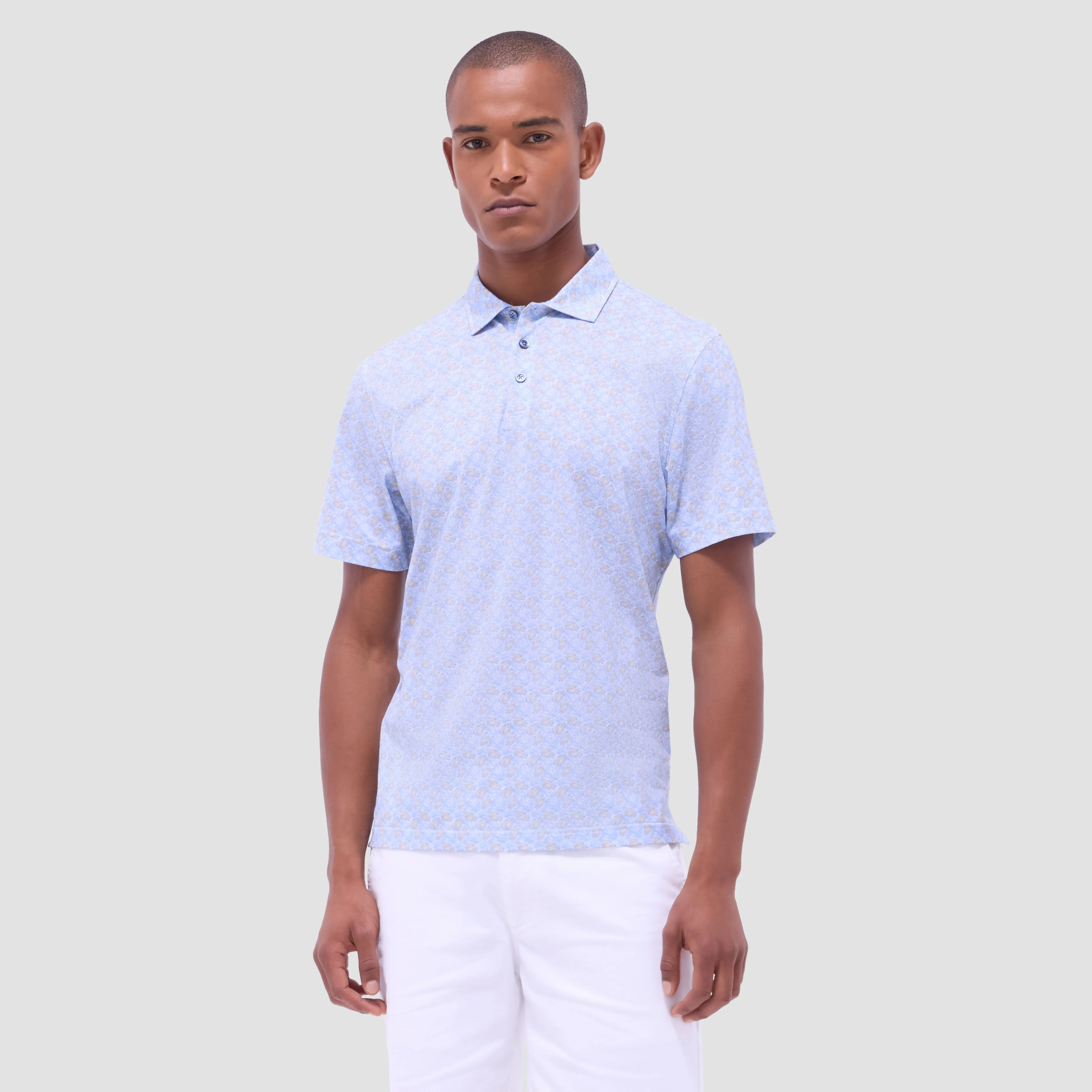 Victor Leaf Print OoohCotton Polo Shirt