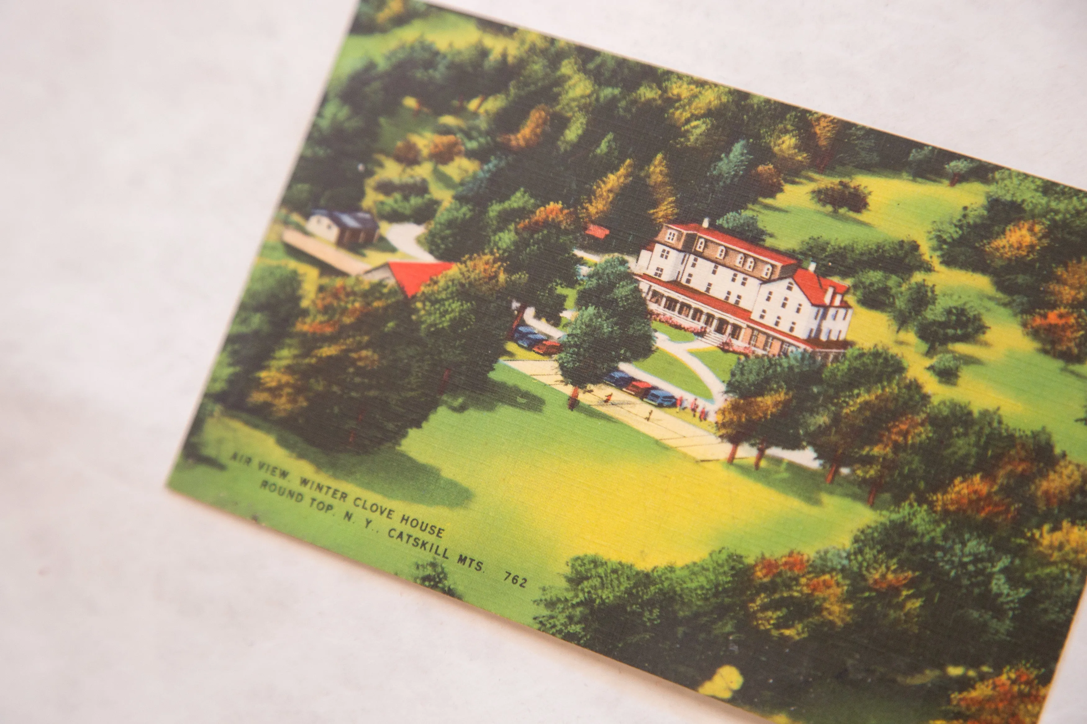 Vintage Air View Winter Clove House Catskills Postcard