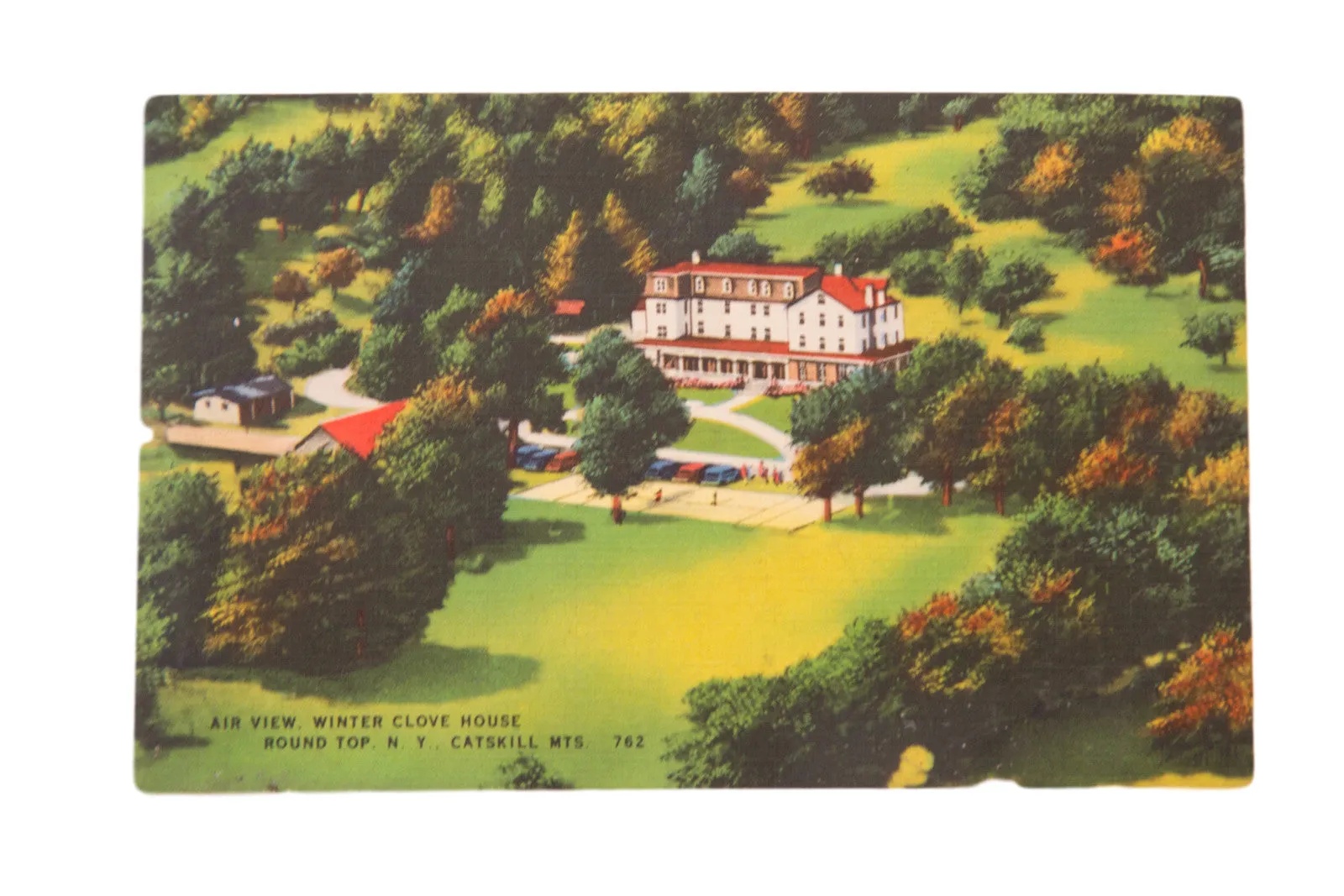 Vintage Air View Winter Clove House Catskills Postcard