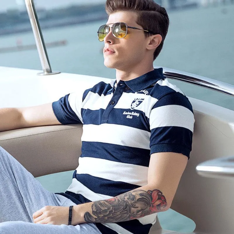 West Louis™ Summer Breathable Striped Polo