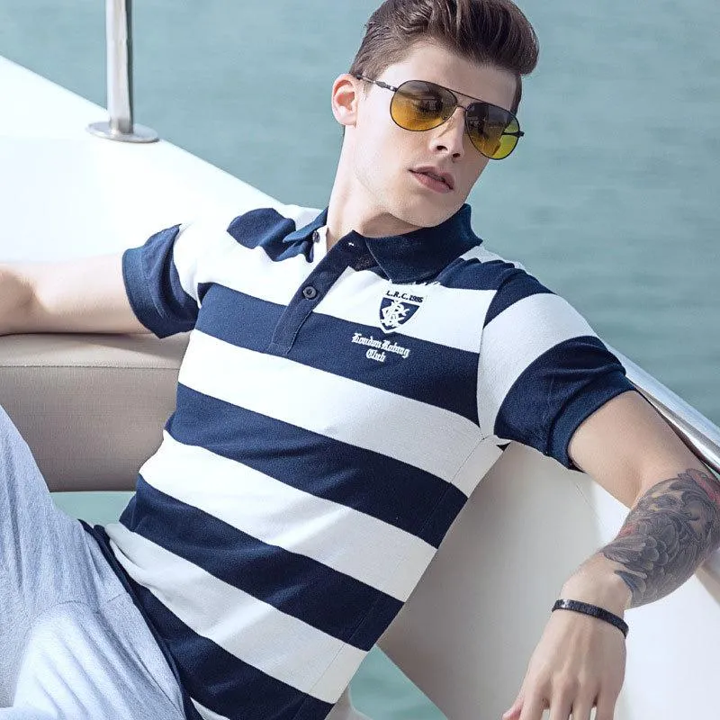 West Louis™ Summer Breathable Striped Polo