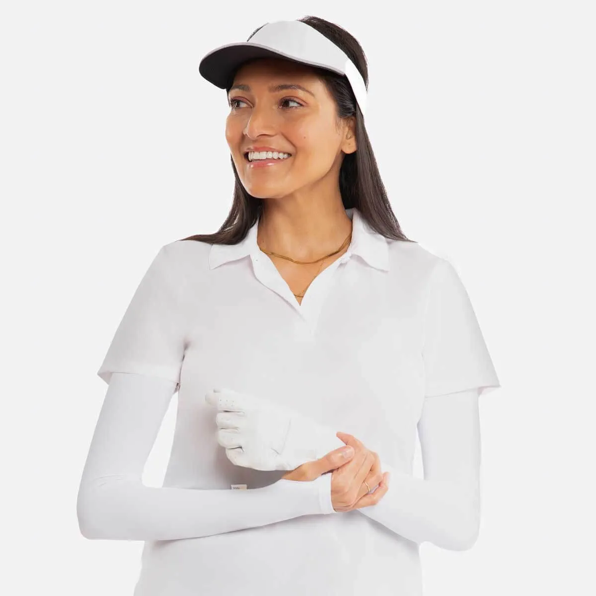 White Arm Sleeves with Thumbhole - Adult
