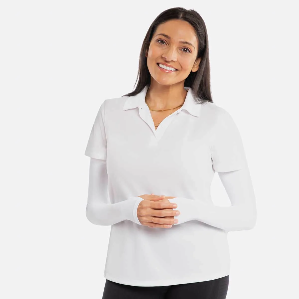 White Arm Sleeves with Thumbhole - Adult