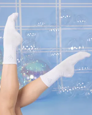 White Crew Socks w/ White Heart logo