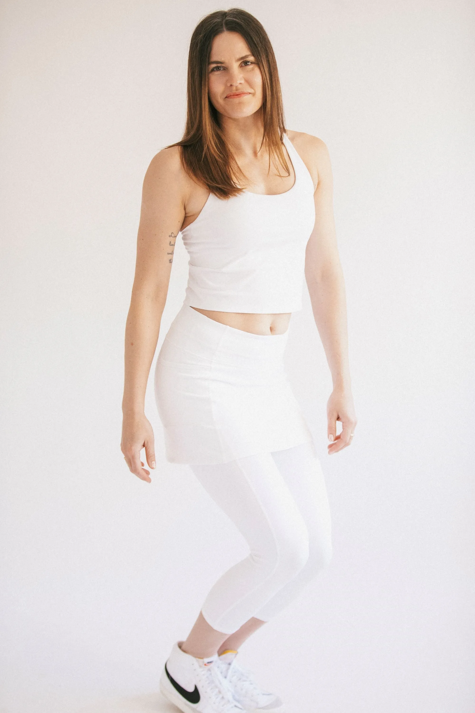 Wimbledon White Skirted Leggings Mid-Calf Length