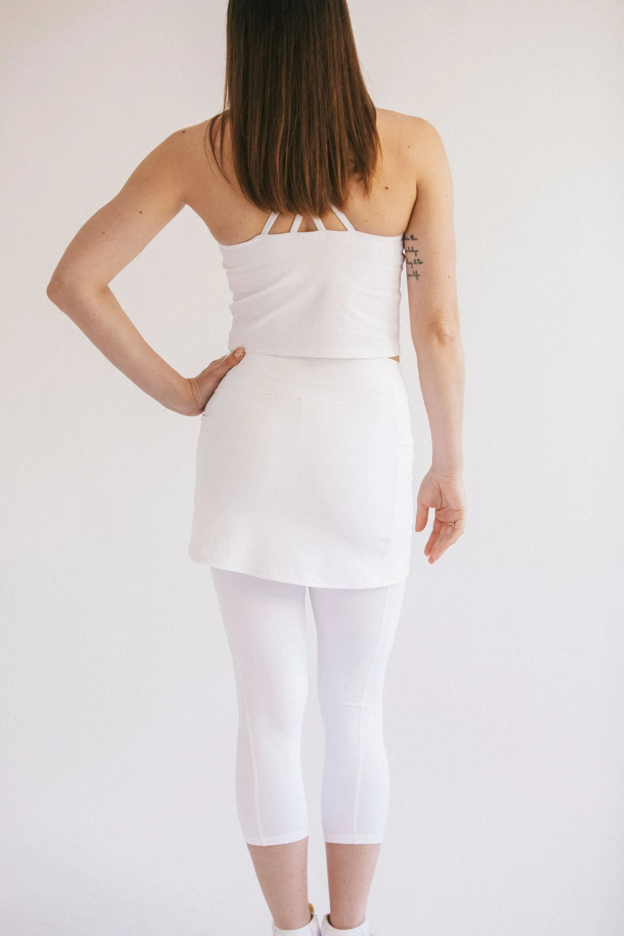 Wimbledon White Skirted Leggings Mid-Calf Length