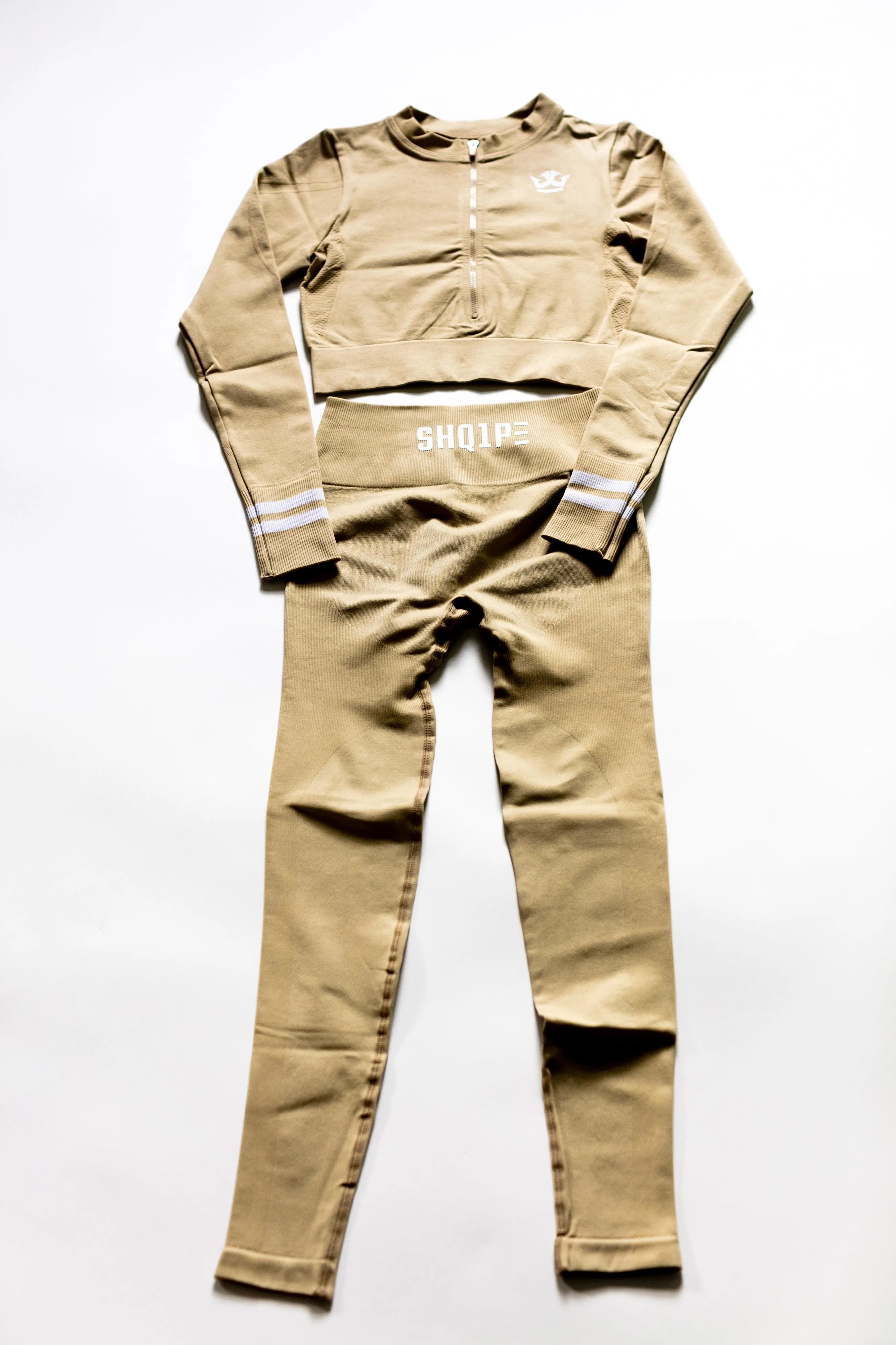 Women's Casual 2 Piece Tracksuit - Beige