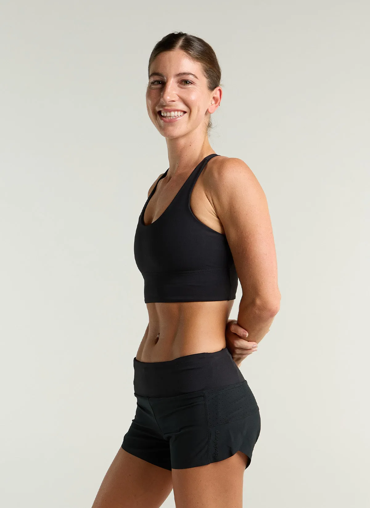 Women's Long Line Padded Crop - Black