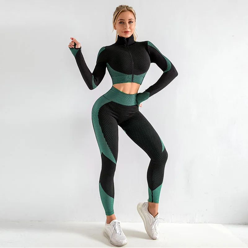 Women's Long Sleeve Energy Zipper Crop Top Jacket