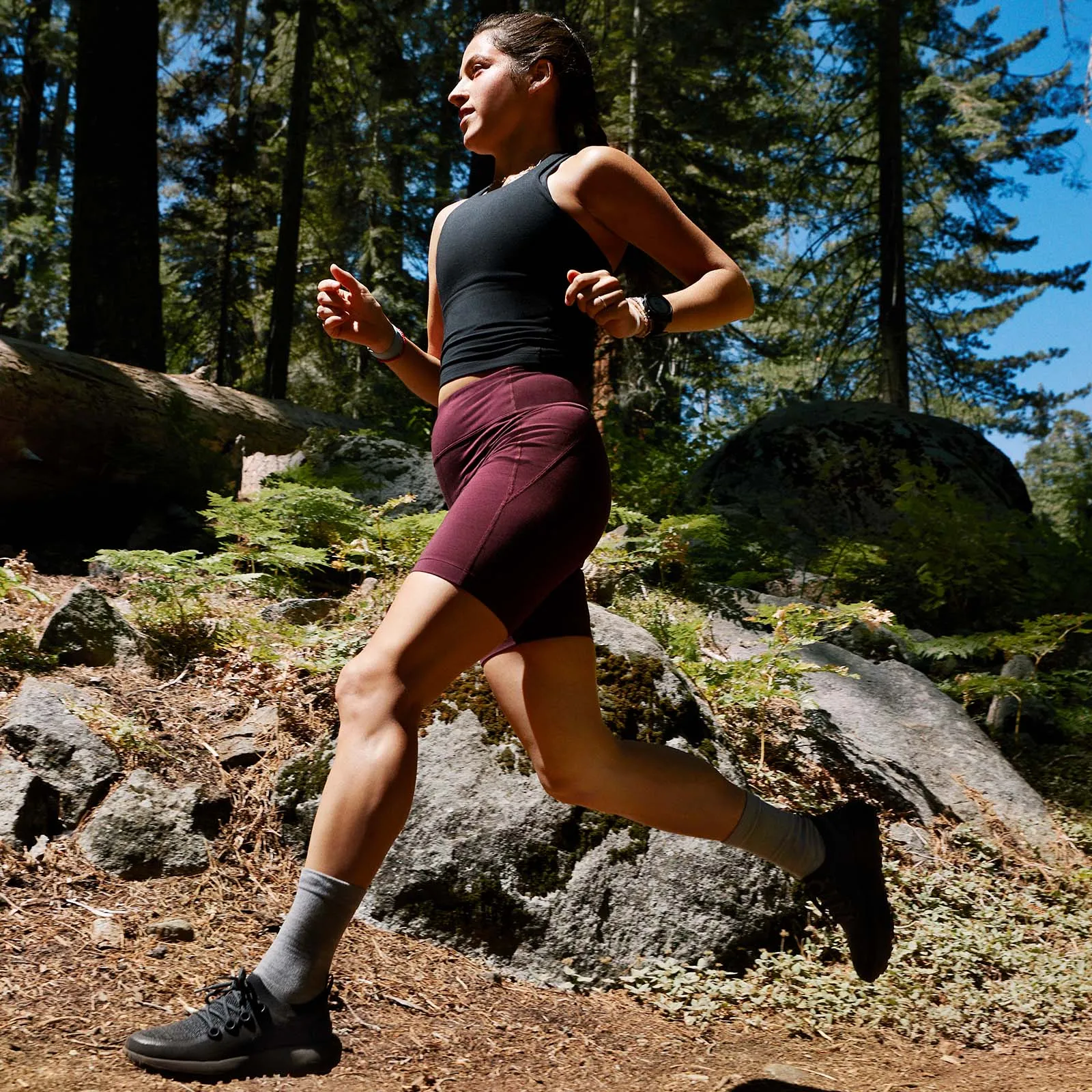 Women's Trail Runners - Natural Black (Black Sole)