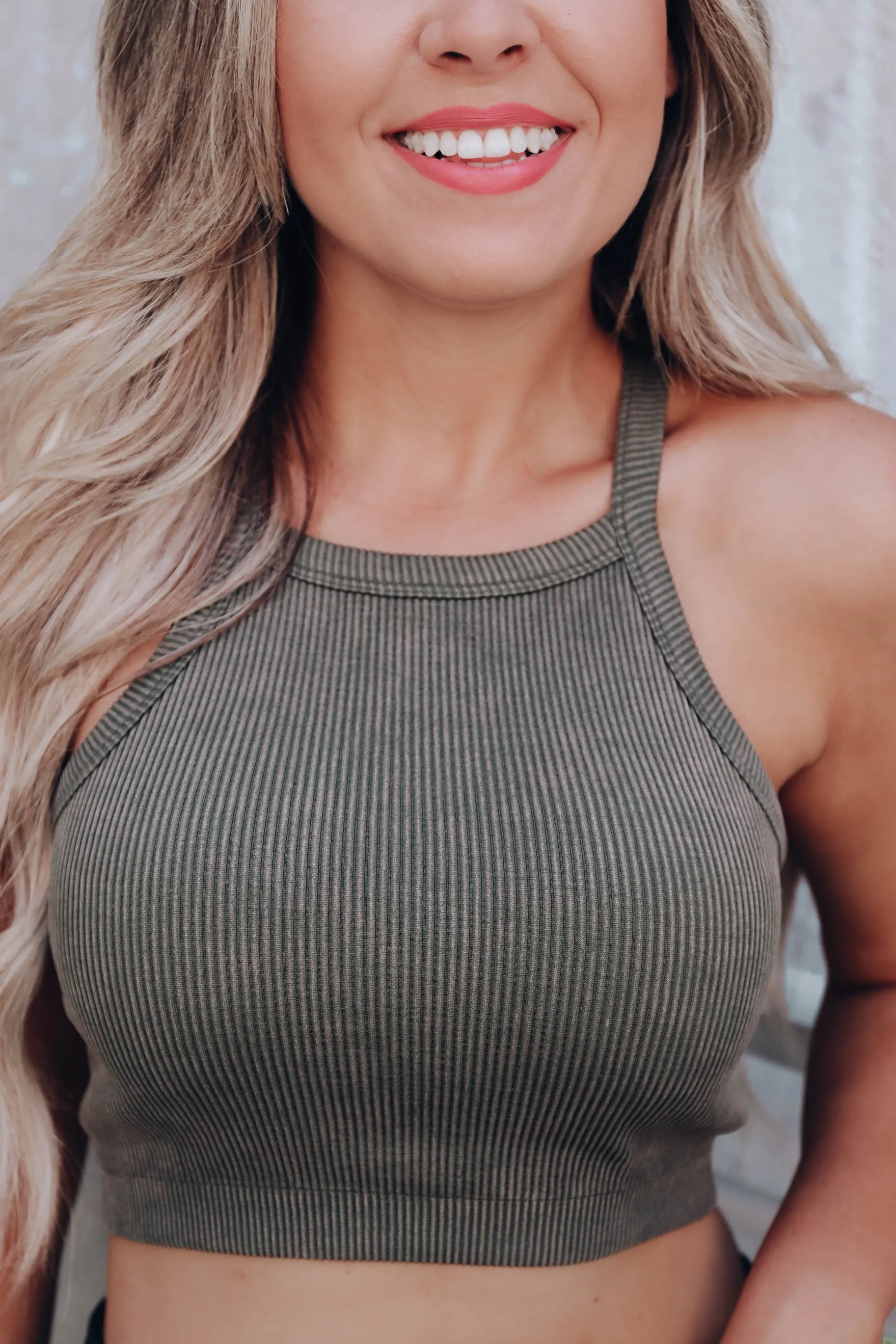 Working On My Fitness Ribbed Tank - Olive