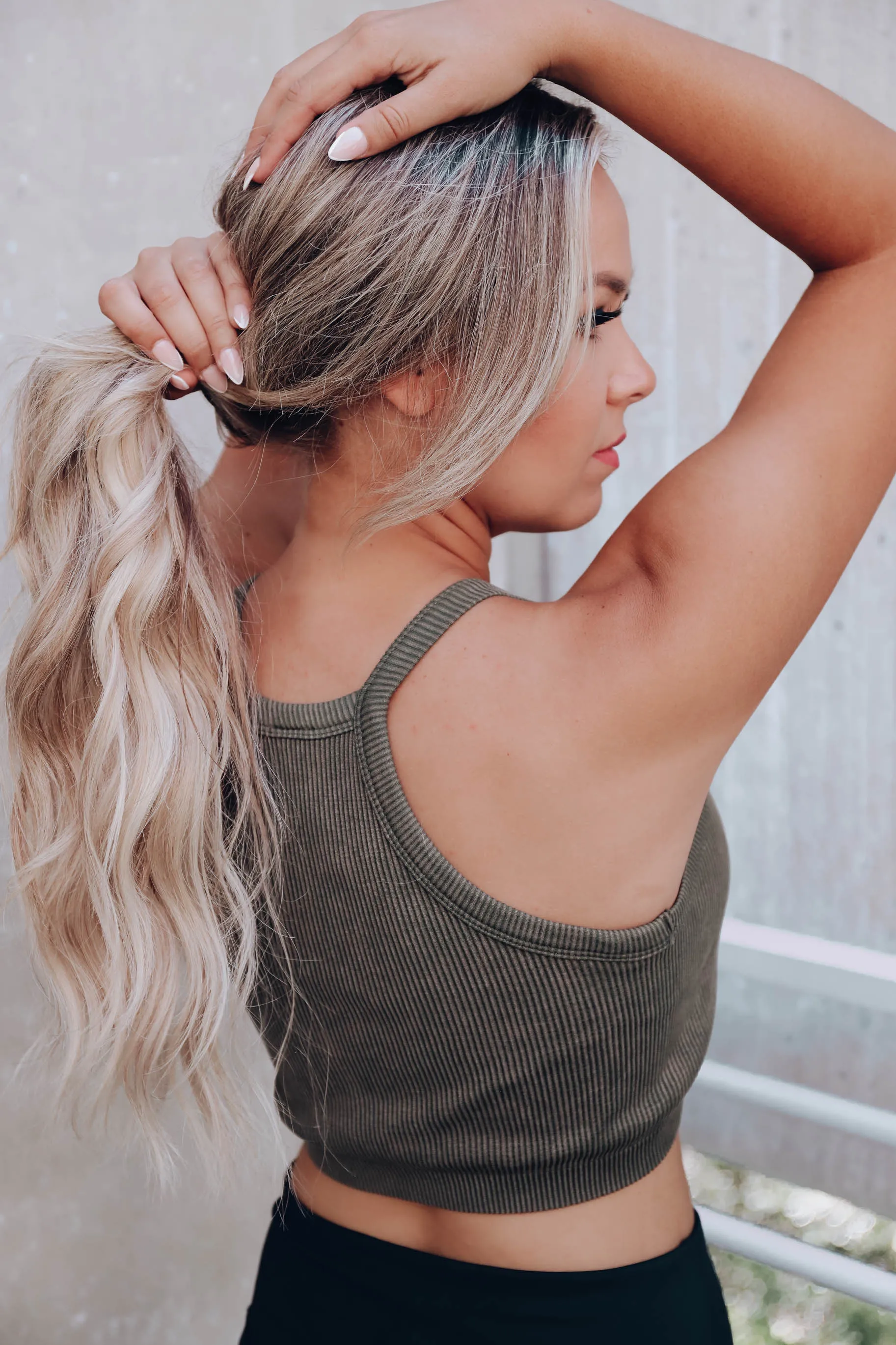 Working On My Fitness Ribbed Tank - Olive
