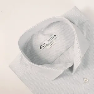 ZR Light Grey Textured Pin Stripes Shirt